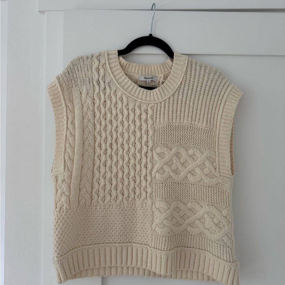 Cream Cable Knit Sweater Vest